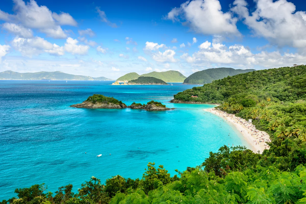 Yachts anchored off the Virgin Islands