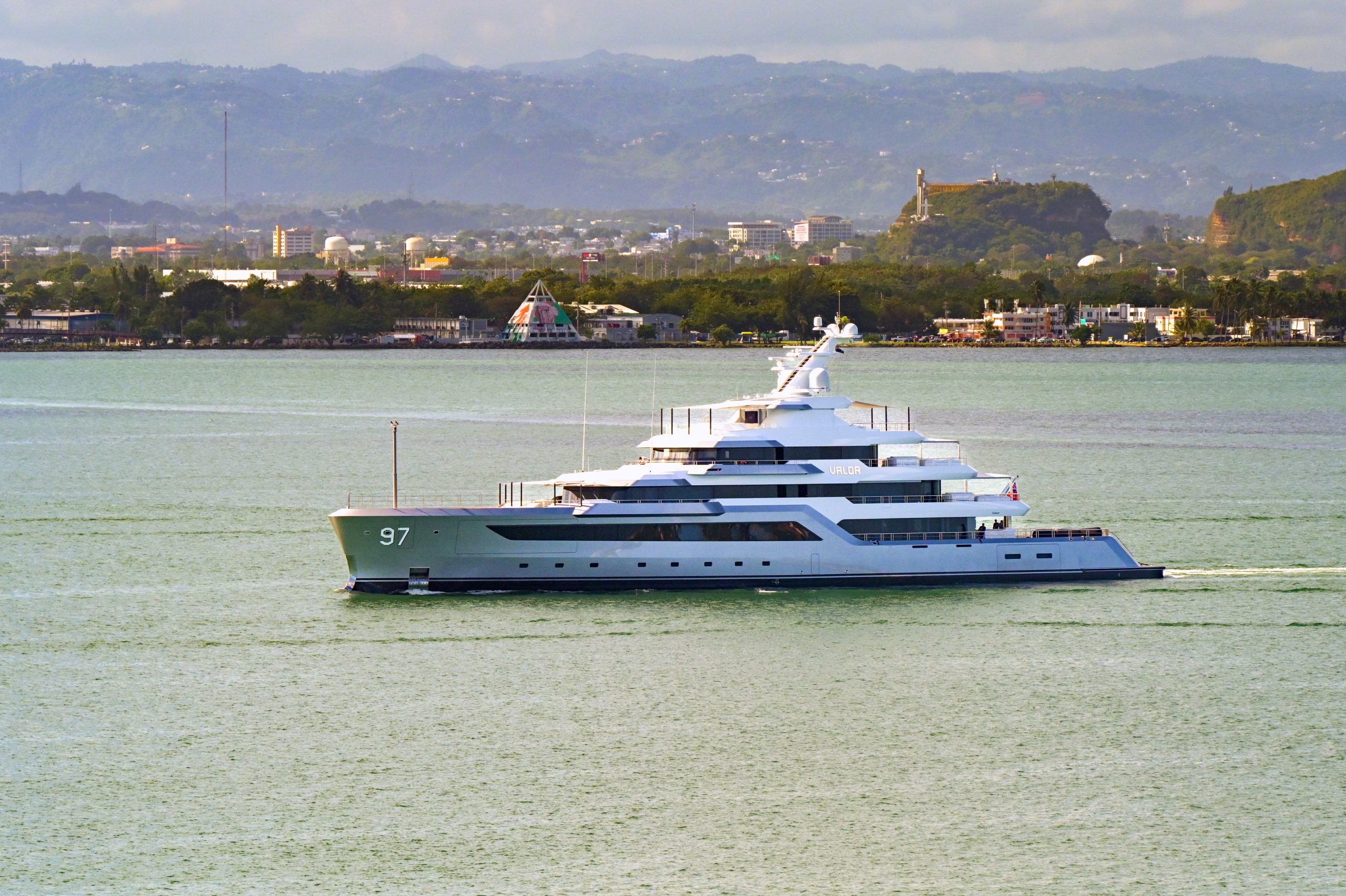 The superyacht Valor entering the port of San Juan
