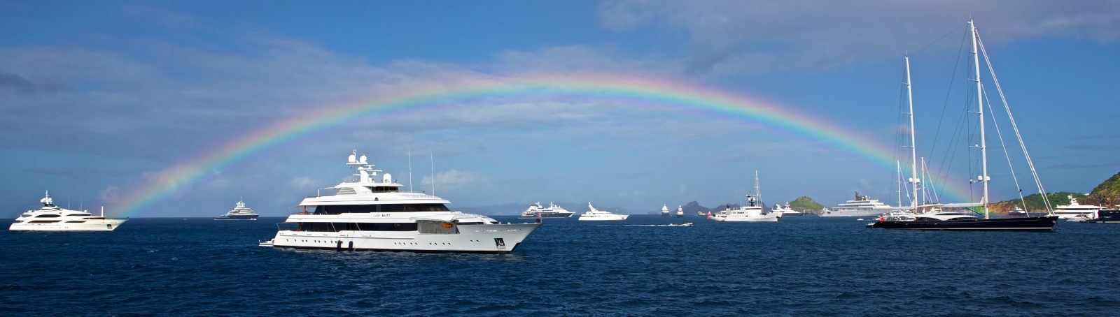 Yachts lined up along the quay in Gustavia harbour, St Barths
