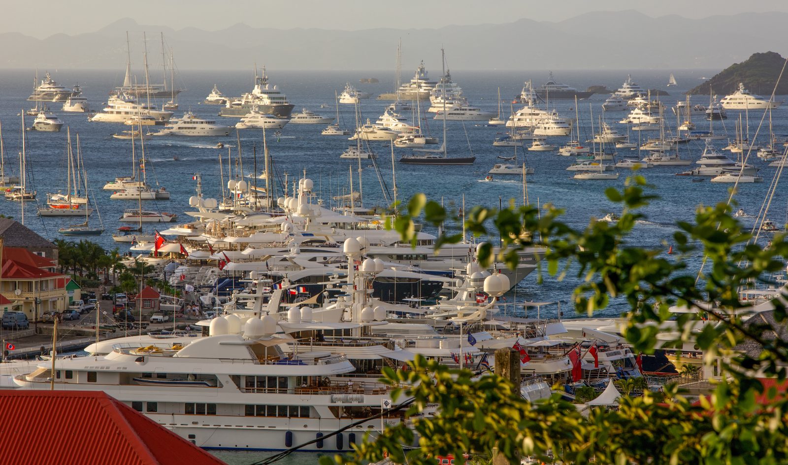 Superyacht water toys spread out off a beach in St Barths