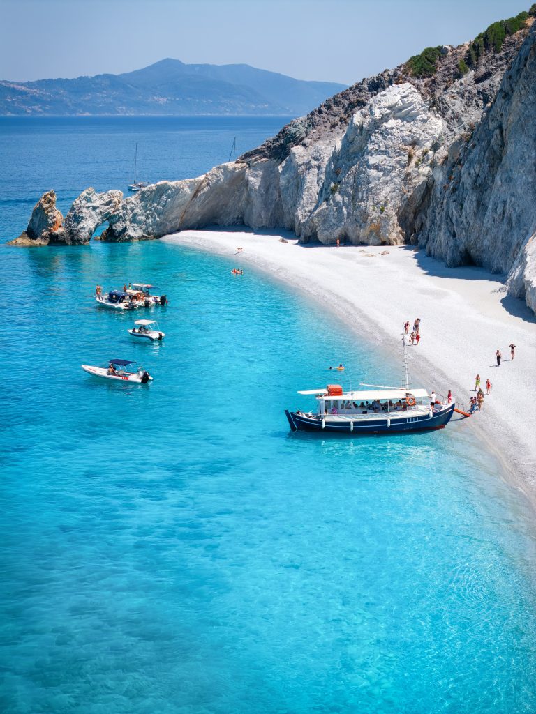 Lalaria beach on Skiathos, seen from the air
