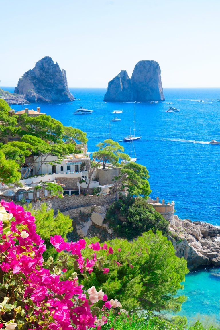 The Faraglioni rocks off the coast of Capri, Italy