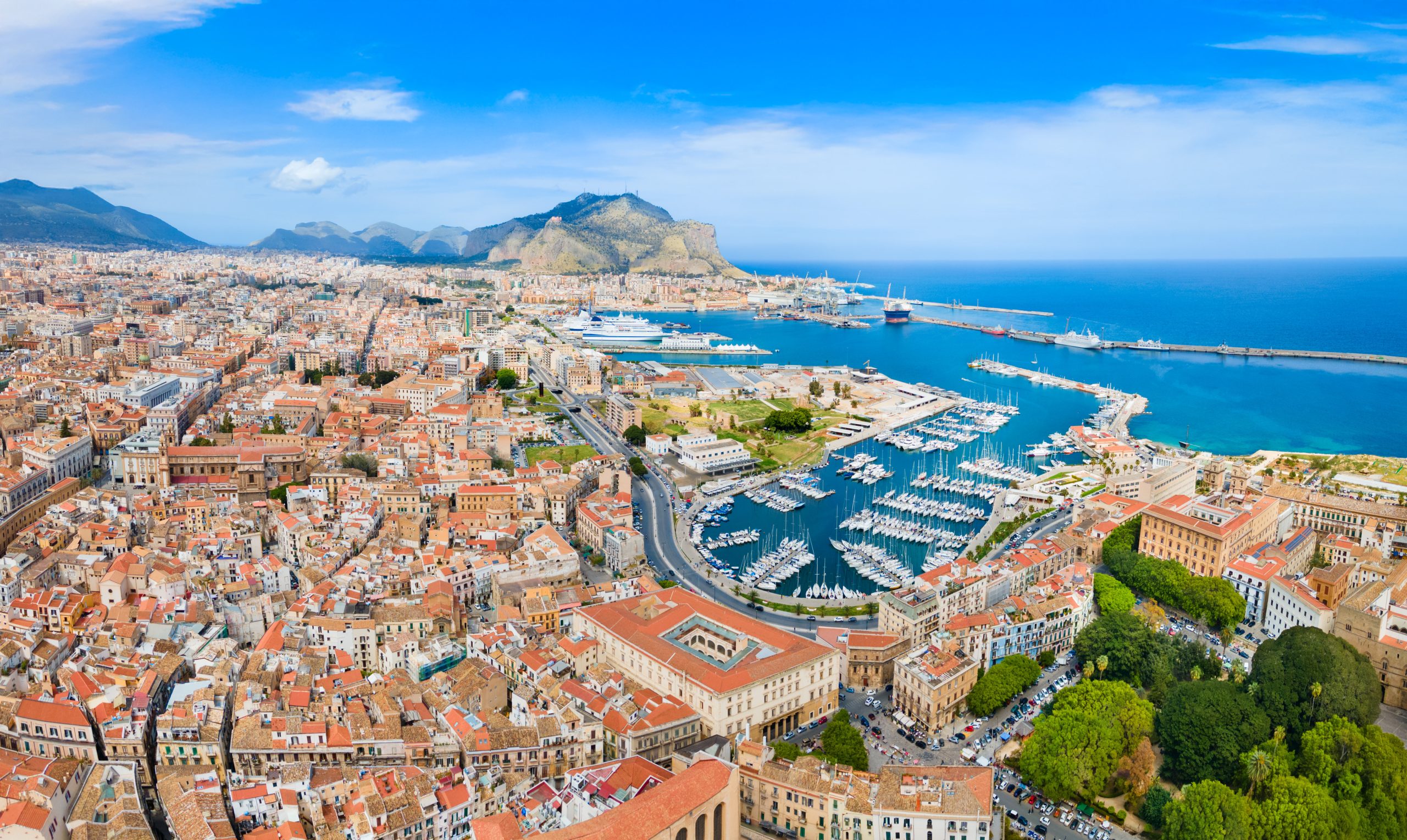 Aerial view of the port of Palermo, Sicily