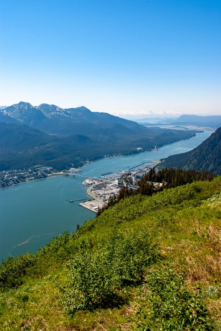 View over Juneau and the Gastineau Channel from the mountainside, Alaska
