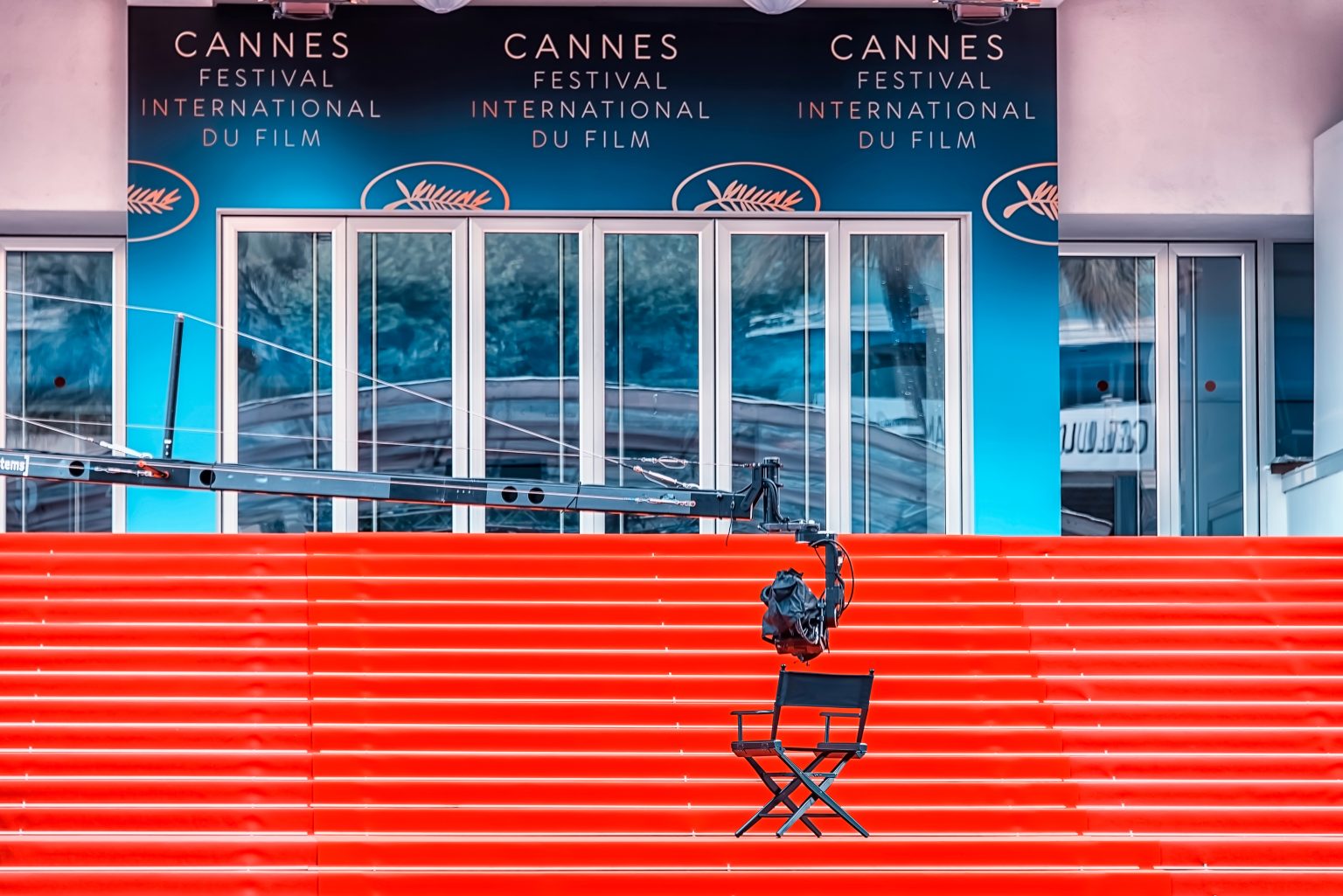 The red carpet on the steps of the Palais des Festivals, Cannes