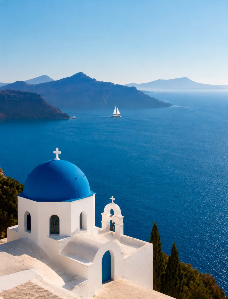 A church above the sea at Oia, on Santorini